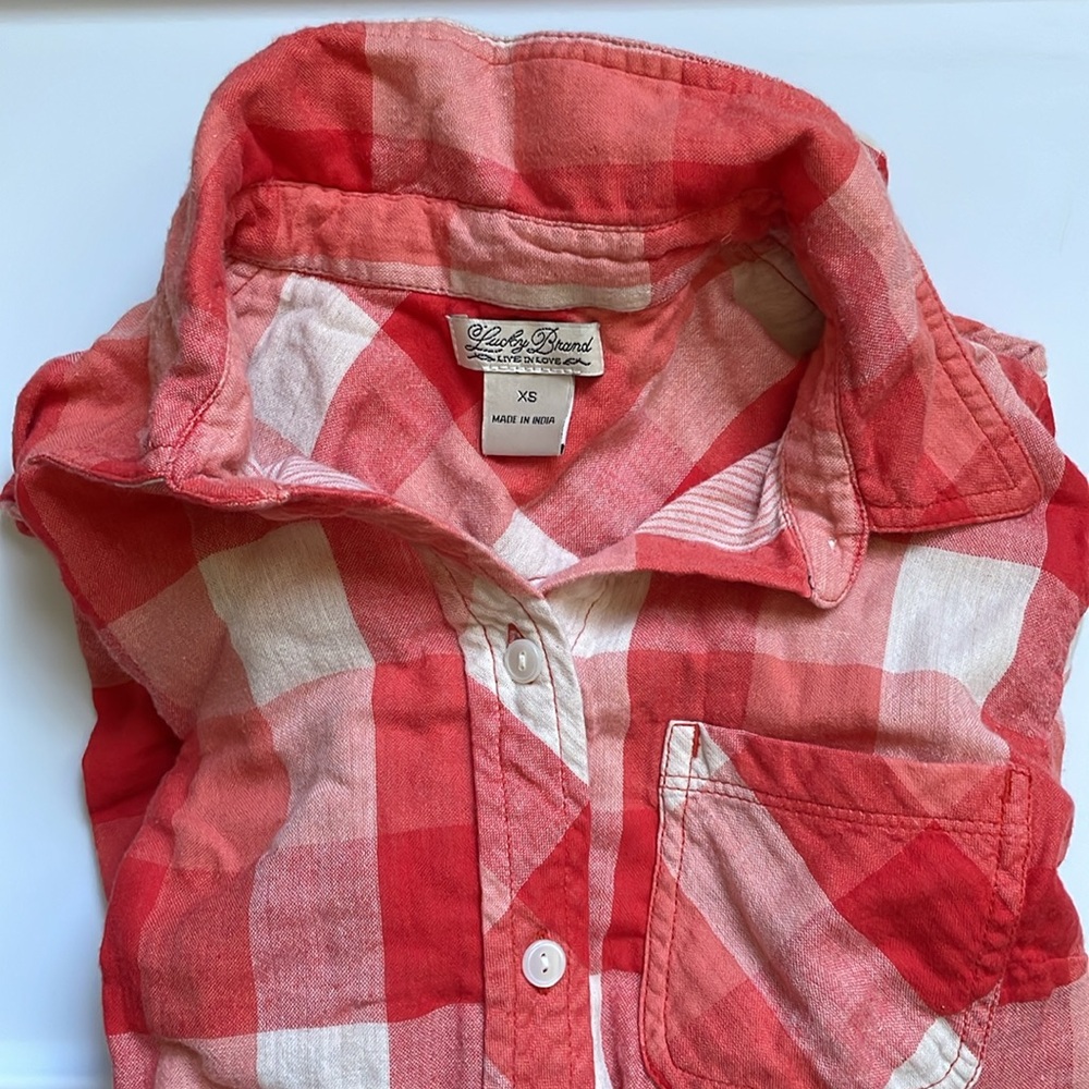 LUCKY BRAND Orange Salmon Button Down Top